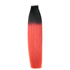 Hot Two Tone Ombre Virgin peruviana capelli lisci 100G PU trama della pelle Tape in estensioni dei capelli umani 100G Ombre Tape Hair Extensions 18 