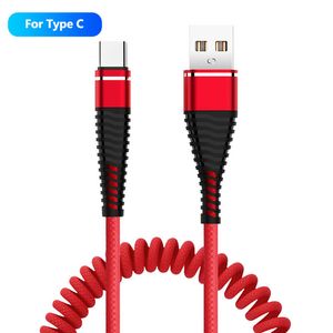 Fjäder USB-kabel typ C Fast laddning Data Linje Vår Sync USB Laddare Kabel för Xiaomi Huawei Letv Samsung Micro USB
