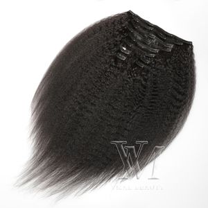 VMAE PERUVIAN BRAZILIAN FRICESSED CLIP INS 자연 컬러 120G 140G 160G Kinky Straight Clip in Virgin Human Hair Extensions