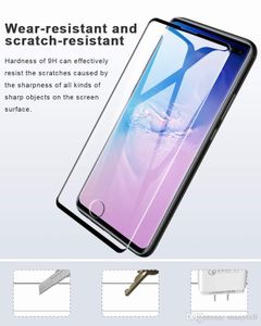 Per Samsung Note 10 S10E Plus 9H Durezza Colla completa con foro Lavoro Finger Print Shrink Size Case friendly Vetro temperato con pacchetto di vendita al dettaglio