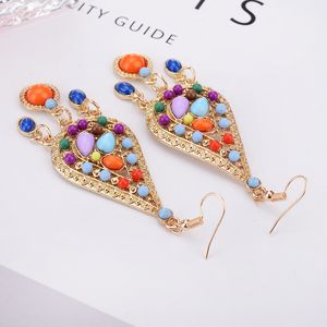 Fashion-Bohemian earrings ethnic style colorful water drop tassel earrings wholesale