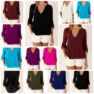 Fashionable Casual Colored Hooded V-Neck Long Sleeve Chiffon Blouse White Purple Gray Black Support Mixed Batch
