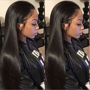 Długie proste naturalne włosy Pleńce koronkowe z przodu z pełne włosy koronkowa peruka dla Afroamerykanów Woman14-26 cala odporna na ciepło