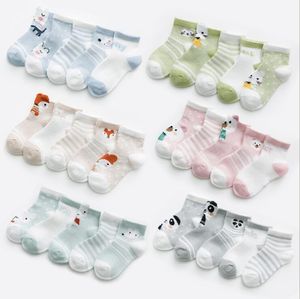 5Prairs/Lot Cartoon Baby Socks Summer Barn Sock Satchable Cotton Kid Socks For Boys Girls Thin Socks 0-12y