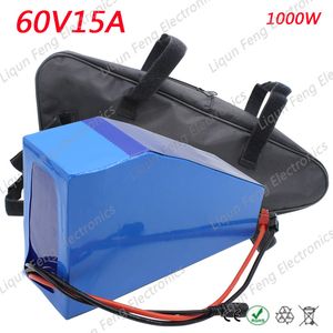 ЕС США нет налога 1000W 1500W 60V Power Triangle battery 60V 15AH литий-ионный аккумулятор 60V Electric Bike battery 67.2 V 2a зарядное устройство.