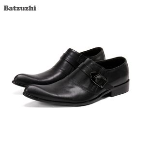 Batzuzhi Moda Uomo Scarpe eleganti in pelle con punta a punta Fibbia Scarpe in vera pelle nera da uomo Morbide e comode Zapatos Hombre!