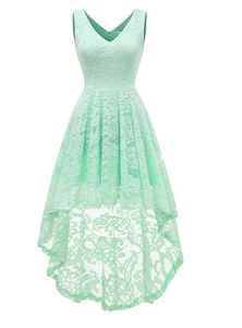 Sexy Sleeveless Hi-Lo Lace Formal Wedding Gowns Party Dress Cocktail Party Dress V Neck Wedding Guest Dresses