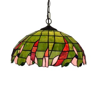Tiffany hänge lampa 16 tums färgad glas lampskärm anqitue ljuskrona för middag rum vardagsrum sovrum dekorativ lampa