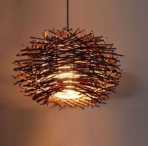 плетеная подвесная лампа ручной работы птичье гнездо подвесной светильник ресторан ресторан бар лаундж крыльцо из ротанга подвесная люстра освещение MYY