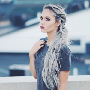 140g Grey human hair pony tail can be braided white wome ponytail hairstyle gray pony tail10-20inch