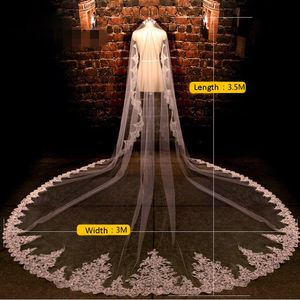 2020 Novos Três Metros Lace Nupcial Véus de Noiva Long Hot Hot Hot Luxury Cathedral Comprimento Bridal Veils Vintage L