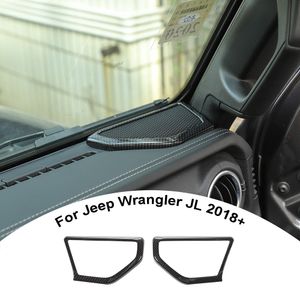 Kolfiber ABS En kolumnhögtalar Ringdekorationsskydd för Jeep Wrangler JL 2018 Auto Interiör Tillbehör3048