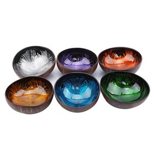 Creative Natural Handmad Coconut Shell Bowl Candy Fruit Salad Noodle Rice Kitchen Bowl Container Heminredning Tillbehör