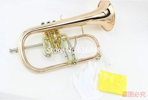 Margewate Phosphor Central Gold Lacquer Высокое Качество Flugelhorn BB Trumpet Brand Качество Монель Клапаны для студентов с случаем Бесплатная Доставка