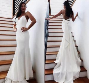 Mermaid Wedding Dress 2020 Vestidos de novia Spaghetti Straps Soft Satin Sexy Bridal Gown Elegant Backless Wedding Dresses205U