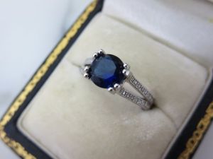 Luxuoso deslumbrante Anel Jóias verdadeiro diamante azul 925 Sólidos esterlina padrão de prata de noivado casamento tamanho do anel 6-10