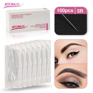 100 SZTUK Microblading 5R Jednorazowe Igły Blade Narzędzia Permanentna Makeup Dostawa Brwi Tatuaż oczu Brow Makijaż Akcesoria