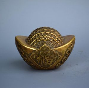 Factory Direct Home Crafts Feng Shui Copperware Copper Ingot Decoration Brass Fortune Wangcai Pure Copper Gold Ingot