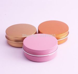 50pcs rosa vazio Cosmetic embalagens latas, 60ml / g elegante portátil de alumínio Creme Jars Mulheres maquiagem beleza Ferramenta