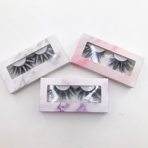 3d mink ögonfransar handgjorda ögonfransar med marmorpapper lådor Anpassad privat etikett Förpackning Strip Eyelash Vendor