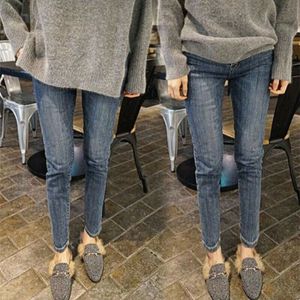 Damen-Jeans mit hoher Taille, Thermo-Jeans, Fleece-gefüttert, Denim-Hose, dehnbare Hose, Röhrenhose, TUE88