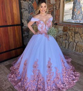 Arabic Ball Gown Quinceanera Dresses 2020 Elegant Off Shoulder Pink Lace Vestidos de 15 anos White Tulle Puffy Sweet 16 Dress
