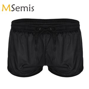 Boxer da uomo Pantaloncini trasparenti con coulisse in tessuto Mutandine boxer leggere Abbigliamento da bagno casual Indumenti da notte