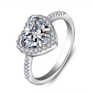 スウィートハートダイヤモンドリングプリンセスエンゲージリング女性のウェディングジュエリーの結婚指輪アクセサリーサイズ6-10送料無料