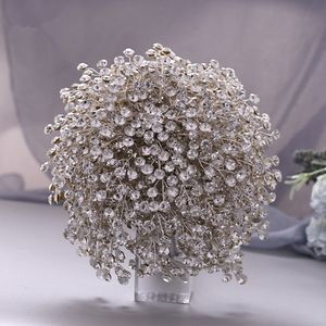 Discount Bouquet Luxury Handmade Wedding Bridal Bouquets Crystals Flowers De Mariage Rose