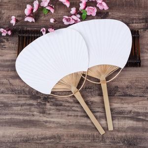 5PCS Paddle Hand Fan z bambusową ramą i uchwytem przyjęcia weselnego Prezenty Prezenty Pasowe papier hiszpański wentylator