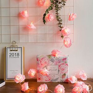 LED Pink Rose Flower String Lamp Battery Operated for Wedding Home Party Birthday Festival Indoor Outdoor Decorations Large Rose Flower