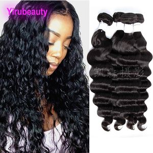 Peruansk obearbetat mänskligt hår 4 buntar naturlig färg lösa djupa jungfruliga hårprodukter 4 stycken ett set löst djupa hår wefts
