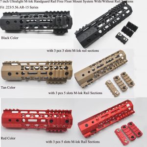 Sistema de montagem em flutuador livre de trilho de mão M-lok de 7 '' de polegada com / sem seção de trilho Mlok de 3 peças