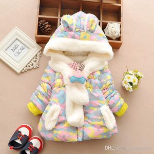 Cute Rabbit Baby Winter Jacket Thick Cotton-Padded Baby Girl Outerwear Infant Baby Boys Parka Toddler Girls Snow Wear WL1176