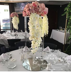 Äktenskap blomma stativ pelare kolonn bröllop centerpiece dekoration kristall blommiga vas tillbehör bord arrangemang 80cm lång
