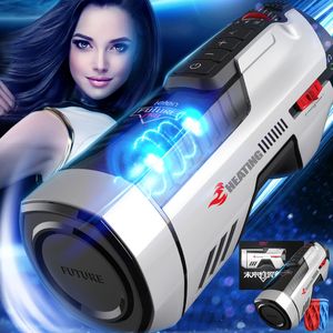 Pistão Automático Telescópico Vagina Real Masturbator Masturbator Sexo Moaning Flashlight Chupando Pênis Vibrador Brinquedos Sexuais Para Homem 18+ T200417