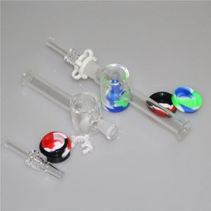 10 mm 14 mm Nektarpfeifen-Shisha-Kit mit Quarznagel-Silikonbehälter. Glas-Wasserpfeifen-Bong für Bohrinseln