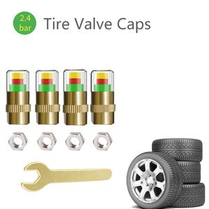 4PC / SET Anti-stöld bildäcktryckskärm Auto 2.4 Bar Övervakningsverktyg Däckventil Caps Sensor Kit Noggrann detekteringsindikator