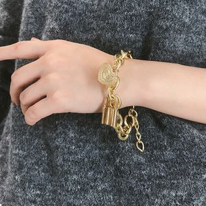 Bracciale a catena del cuore a lucchetto punk per donne bracciale in metallo con ciondoli per feste regale per la festa di moda accessori