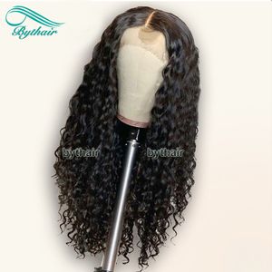 Bythair 360 parrucche frontali in pizzo per capelli umani per donne con capelli per bambini nodi candeggiati capelli Remy brasiliani parrucche piene in pizzo pre-pizzicate