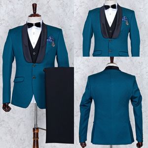Alta qualidade 2 Pieces Wedding Tuxedos xaile lapela Dois botão do noivo desgaste formal Prom Party Homens Suit Blazer (Jacket + calça)