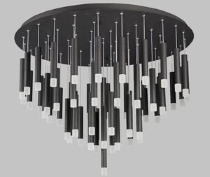 Modern LED lâmpadas de pingente candelabros para desenhista sala de estar Matte preto para decoração de quarto iluminação multi-cabeça enforcamento