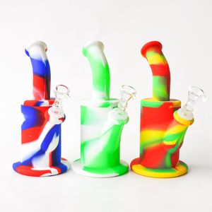 Prezzo di fabbrica 8,5 pollici Silicone Recycler Bong Narghilè Tubo dell'acqua Silicone Oil Rig Bubbler Bong con giunto 14,4 mm