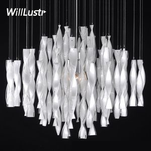 Creative Twisted Glass Strip Pendant Lamp Hotel Restaurang Hall Villa Duplex Living Room Lyx Customizable Suspension Hängande ljus