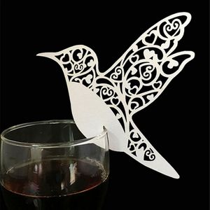 Card Wine Glass Party decoration 50pc white color for wedding glass-cup decor Humming Birds Birthday Table Paper Place Cards Escort Name