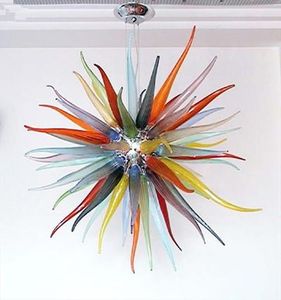 100% munblåst ce ul Borosilicate Murano Glass Dale Chihuly Art ovanlig stjärnaformad färgglad ljuskrona ledd