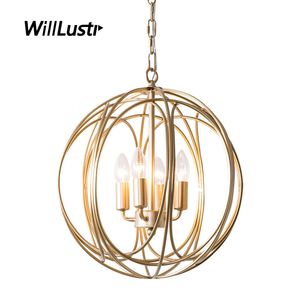 American Vintage Iron Pendant Lamp Metal Globe Suspension Light Hotel Foyer Cafe Lounge Bedroom Balcony Study Hanging Lighting