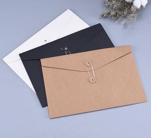 400pcs lot Brown Kraft Paper A5 A4 Document Holder File Storage Bag Pocket Envelope with Storage String Lock Office Supply Pouch SN602
