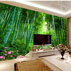 クリアで天然の石の道竹道のリビングルームの寝室のテレビの背景の壁の壁紙