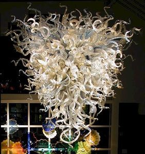 Beige Milky Blown Glass Chandelier Lighting LED Bulbs Art Lamps Indoor Glass Pendant Lamps Showroom Decor